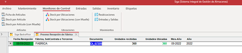 SIGA. Sistema Integral de Gestion de Almacenes.