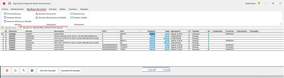 SIGA. Sistema Integral de Gestion de Almacenes.